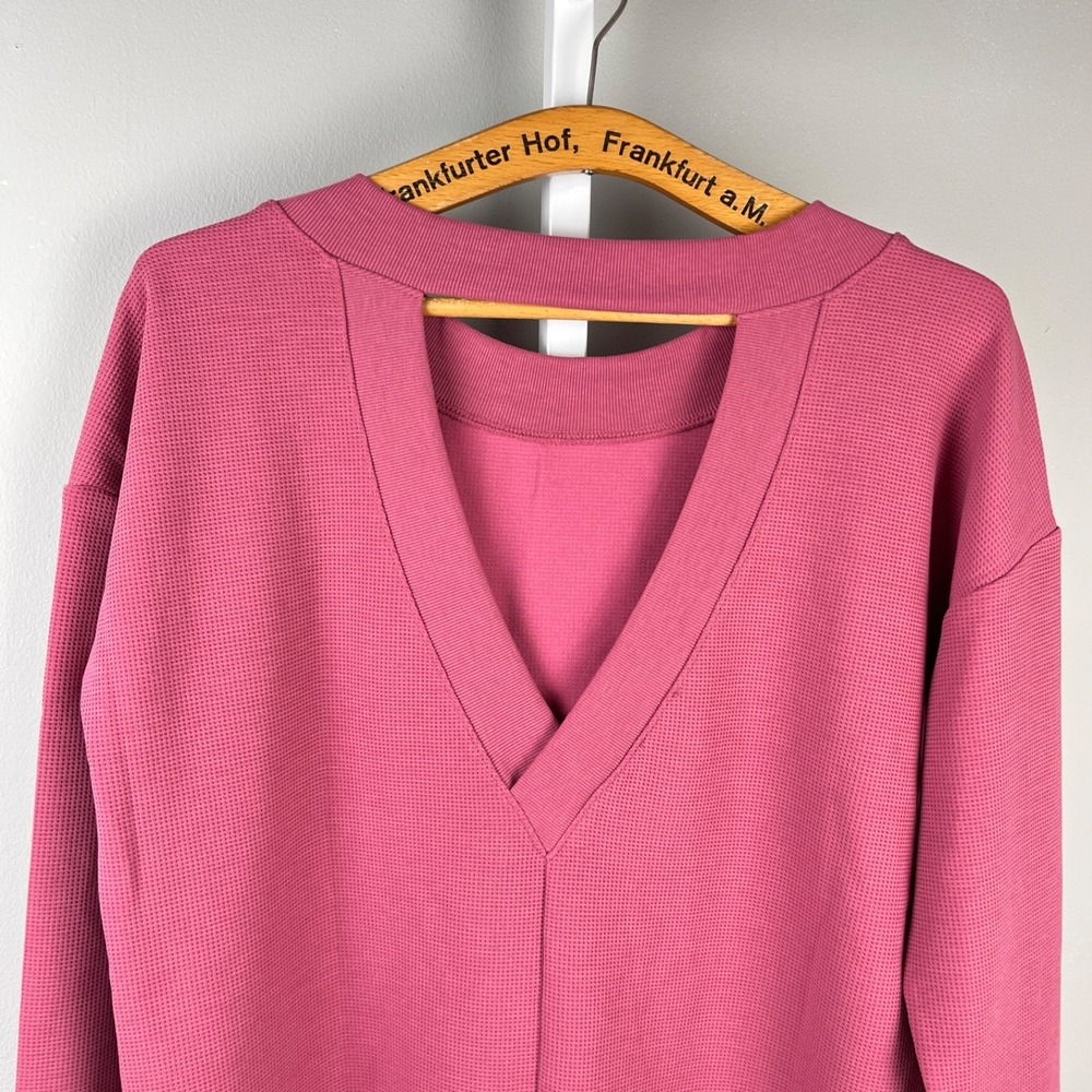 T by Talbots Waffle Knit Activewear Top‎ Womens M Mauve Pink Open Back - Picture 5 of 7